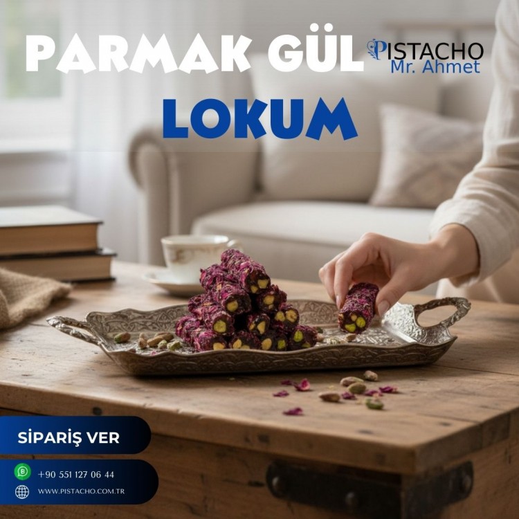 Parmak Gül Lokum 1 KG – Doğal Gül Aromalı, Yumuşak ve Şık Kesim 1 kg